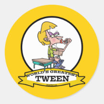 WORLDS GREATEST TWEEN GIRL CARTOON ROUND STICKERS