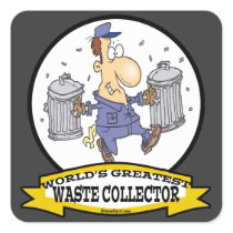 WORLDS GREATEST WASTE COLLECTOR MEN CARTOON SQUARE STICKER