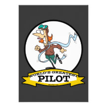 WORLDS GREATEST WOMAN PILOT CARTOON PERSONALIZED ANNOUNCEMENT