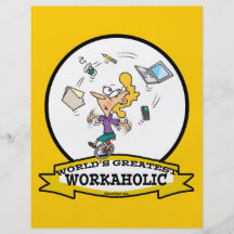WORLDS GREATEST WORKAHOLIC WOMEN CARTOON CUSTOM FLYER