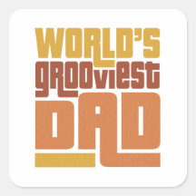 World's Grooviest Dad Retro Funny Square Sticker
