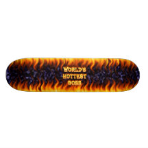 World's hottest Boss fire and flames blue marble Skateboard Deck