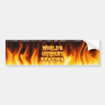 World's Hottest Grandpa fire and flames red marble Bumper Stickers