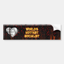 World's Hottest Socialist fire and flames red marb Bumper Sticker