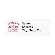 World's Most Awesome 5th. Grade Teacher Return Address Label