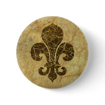Worn Fleur De Lis Button