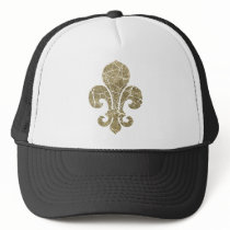 Worn Fleur De Lis Mesh Hats