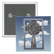 Worn Metal Cross Button
