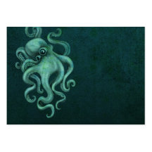 Worn Vintage Octopus Illustration - Blue Business Cards