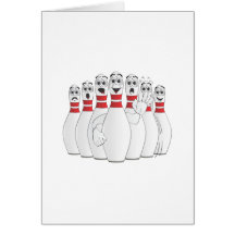 Worried Bowling Pins Cartoon Cards