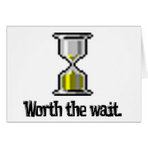 worth the wait pc hourglass icon greeting cards