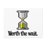 worth the wait pc hourglass icon postcards