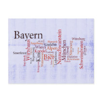 Wortwolke word cloud Bayern Bavaria Postkarte