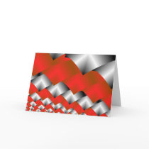 Woven Silver and Red Fractal Art Cards