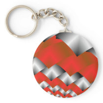 Woven Silver and Red Fractal Art Key Chains