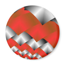 Woven Silver and Red Fractal Art Magnets