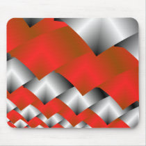 Woven Silver and Red Fractal Art Mousepad