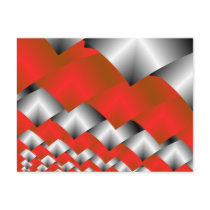 Woven Silver and Red Fractal Art Postcard