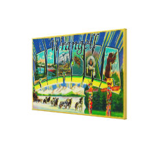 Wrangell, Alaska - Large Letter Scenes Stretched Canvas Print