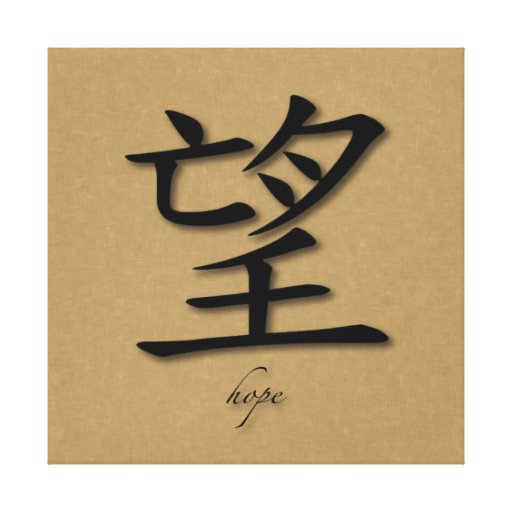 Wrapped Canvas Chinese Symbol For Hope On Bamboo Stretched Canvas Prints