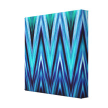 Wrapped Canvas Print, Abstract Blue Zigzags