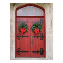 Wreaths on Red Door Postcard