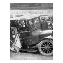 Wrecked Antique Car, 1920s Post Cards