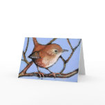 WREN, BIRD, in Oil Pastel Greeting Cards