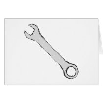 Wrench. Grey and Black. Spanner. Greeting Cards