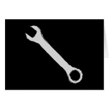 Wrench. Grey and Black. Spanner. Greeting Cards