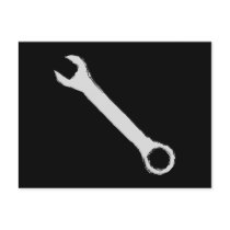 Wrench. Grey and Black. Spanner. Post Card