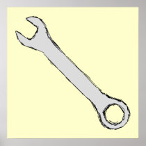 Wrench. Grey and Black. Spanner. Poster