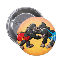 Wrestling Gorillas Pinback Buttons