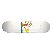 wrinkly brown tree moon grass graphic custom skateboard