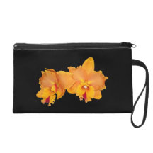 Wristlet, Orchids Both Sides, Black Back