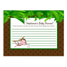 Writable Advice Card MonkeySwing Jungle Safari Zoo Postcards