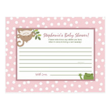 Writable Advice Card  Safari Jungle Animals Pink Postcards