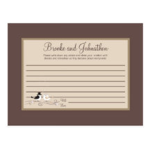 Writable Advice Card Wedding Birds Bride Groom Post Card