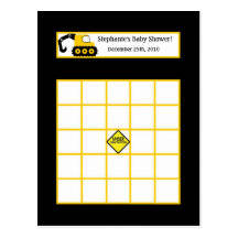 Writable Bingo Card Construction Black and Yellow Postcards