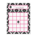 Writable Bingo Card Hot Pink Black Damask