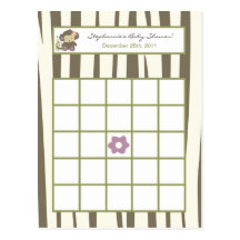 Writable Bingo Card Jacana Girl Jungle Zoo Animal Post Card