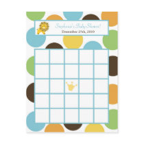 Writable Bingo Card Jungle King Lion Safari Zoo