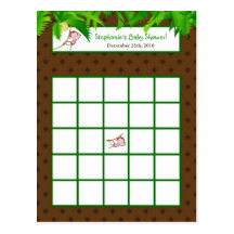 Writable Bingo Card Monkey Swing Jungle Safari Zoo Postcards