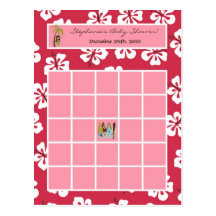 Writable Bingo Card Pink Hawaiian Luau Tropical Postcards