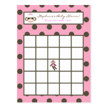 Writable Bingo Card Pink Sock Monkey Post Cards