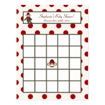 Writable Bingo Card Red Sock Monkey Post Cards