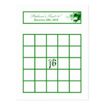 Writable Bingo Card Sweet 16 Green Party Post Card