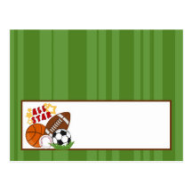 Writable Place Card All-Star Green Post Card
