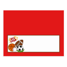 Writable Place Card All-Star Red Post Card