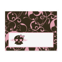 Writable Place Card Girly Girl Pink Punk Skull